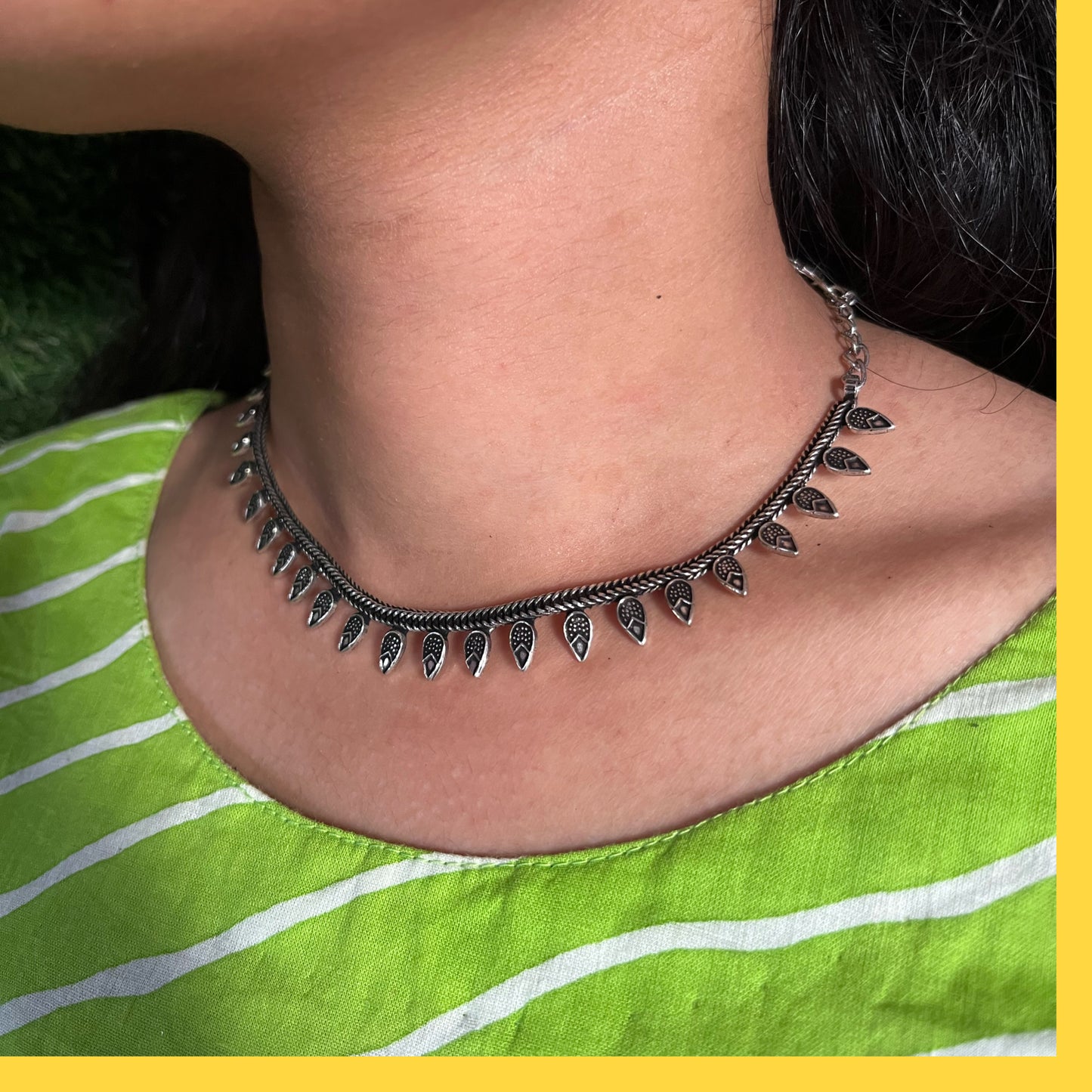 Handcrafted Oxidized Silver Choker Necklace