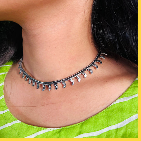 Oxidized Silver Choker Necklace - Traditional Elegance