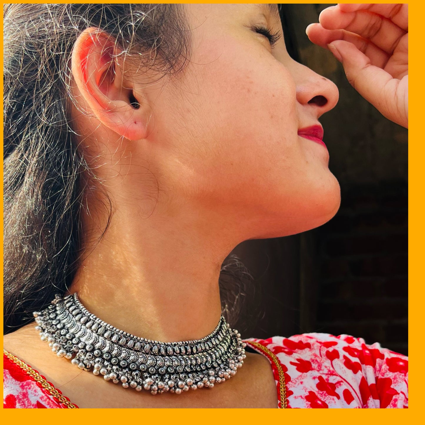 Oxidised Ghungru Choker Silver Plated Necklace for Women & Girls