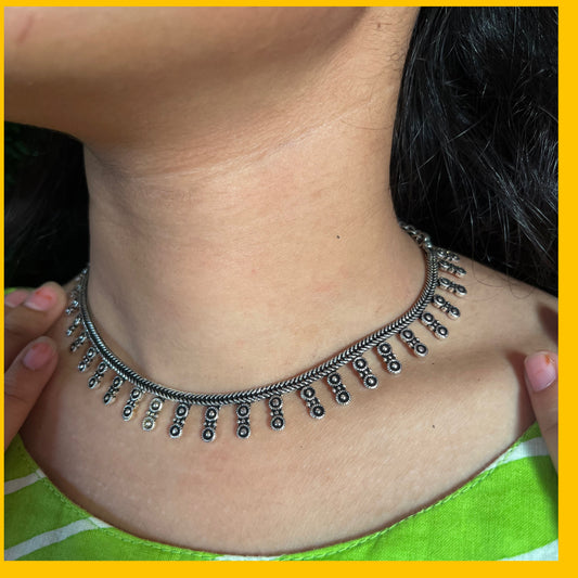 Oxidized Silver Choker Necklace