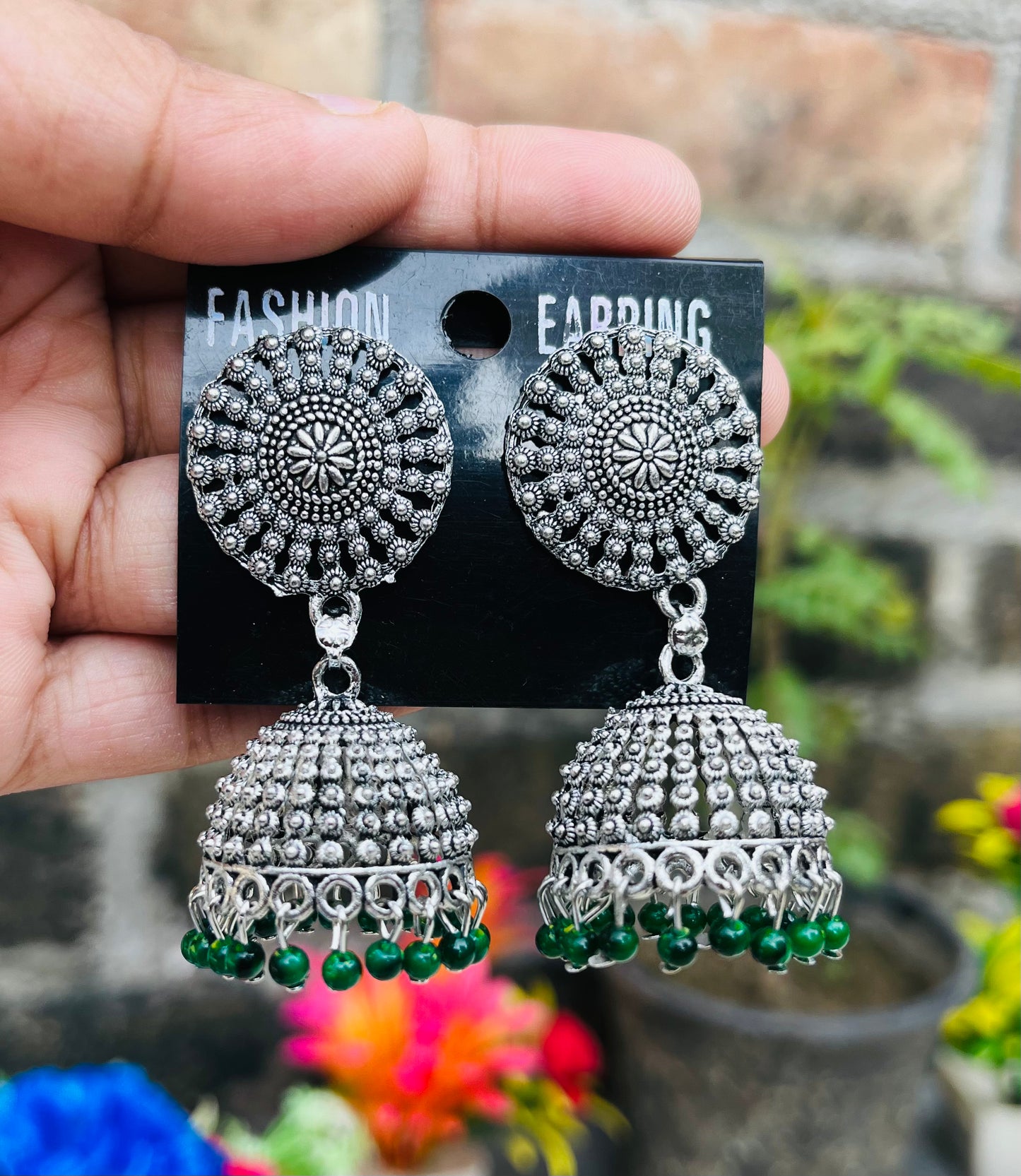 Jewelopia Oxidised Earring Black Metal Silver Jhumka Earrings for Women & Girls